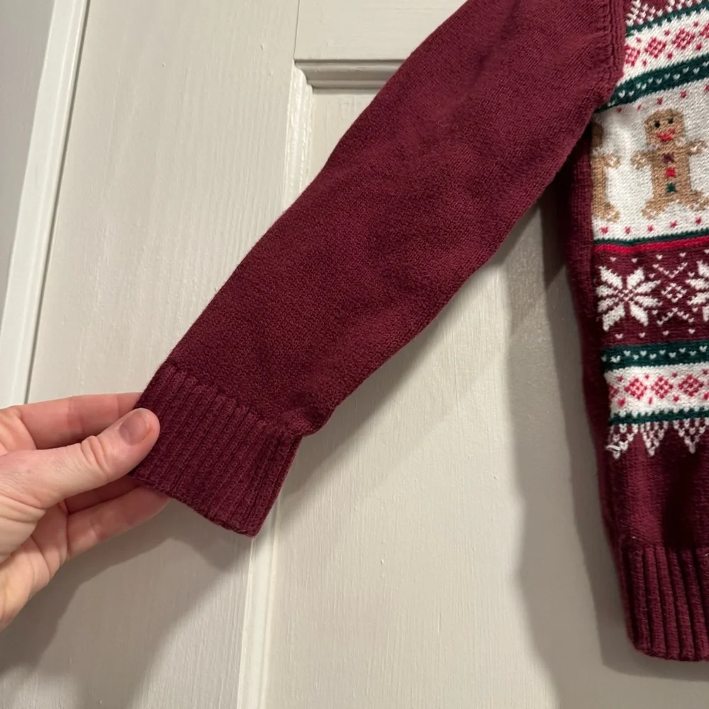 The Children’s Place Gingerbread Boy‎ 3T Christmas Sweater Burgundy Holiday Xmas